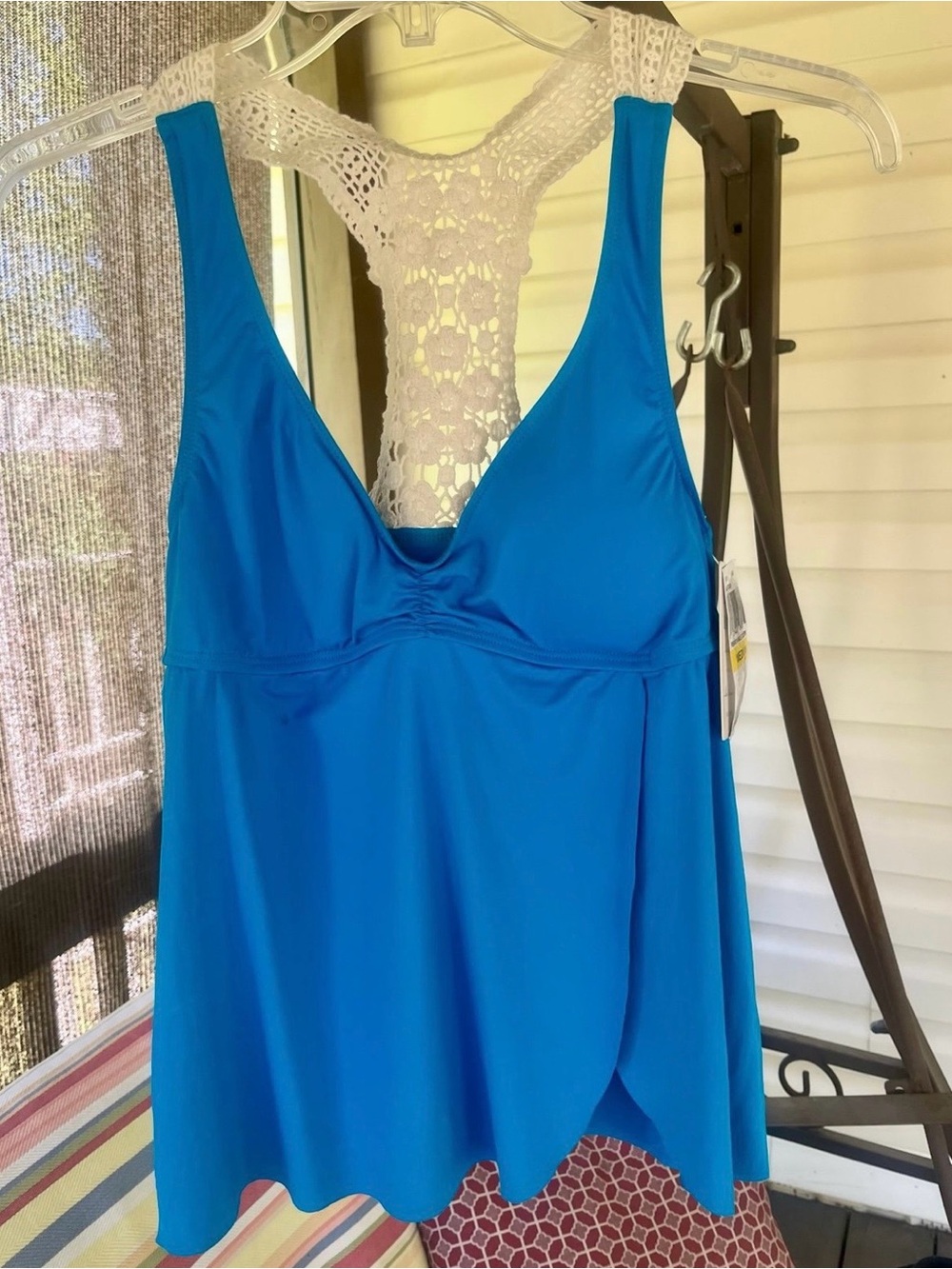 2 Lucky Brand Blue & Navy Crochet Tankini
